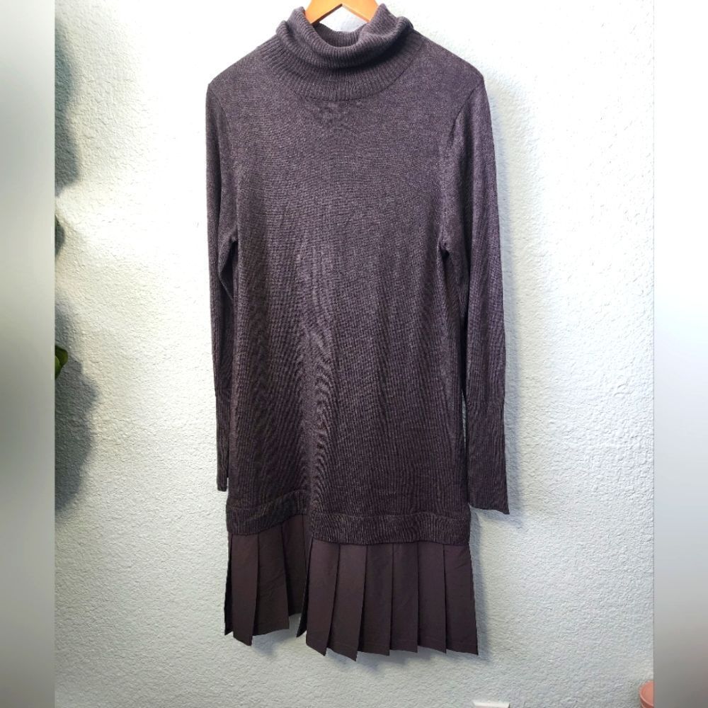 Soft surroundings knit dress  preppy Academia pleated skirt hem